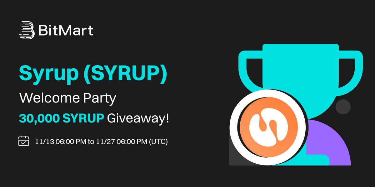 BitMart Syrup (SYRUP) Welcome Party — 30,000 SYRUP Giveaway